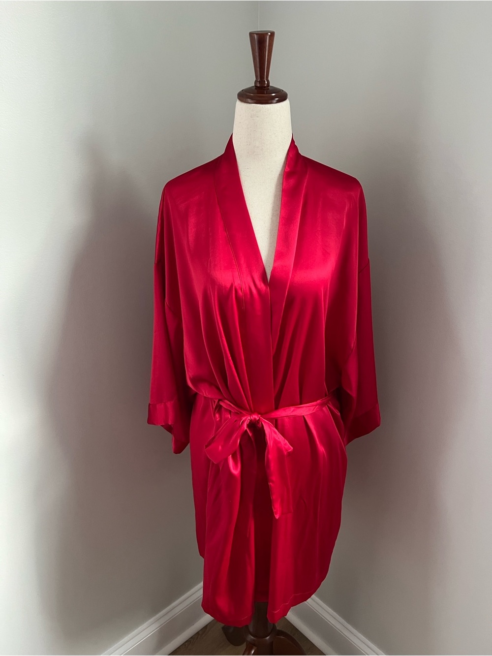 Victoria's Secret | Sexy Red Satin Robe with Waist Tie Loungewear Size O/S
